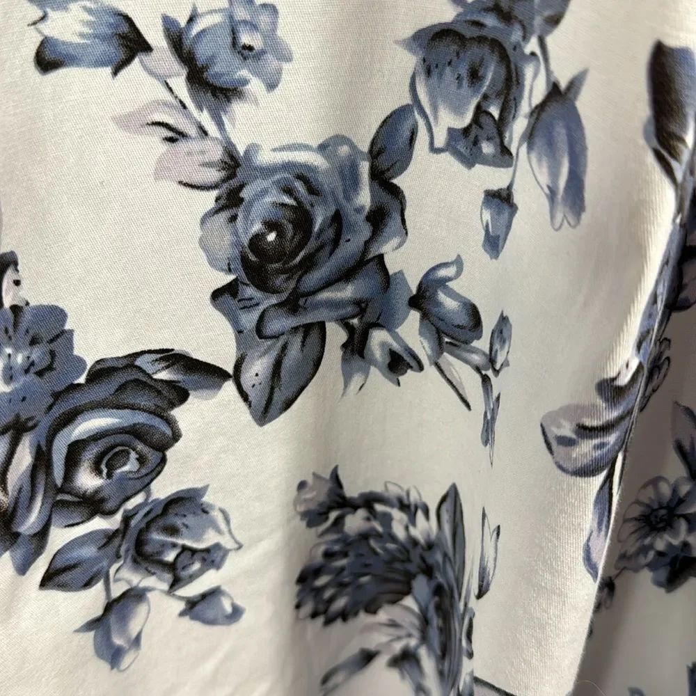 Hanpceirs Blue White Floral Fit & Flare Dress Sleeveless Cottagecore Romantic - Picture 9 of 15